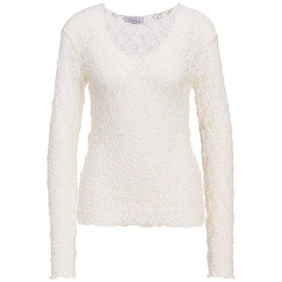 Damen Spitzenshirt mit Wellensaum
