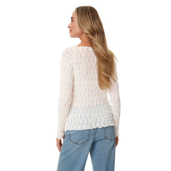 Damen Spitzenshirt mit Wellensaum
