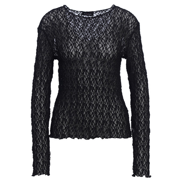 Damen Spitzenshirt mit Wellensaum