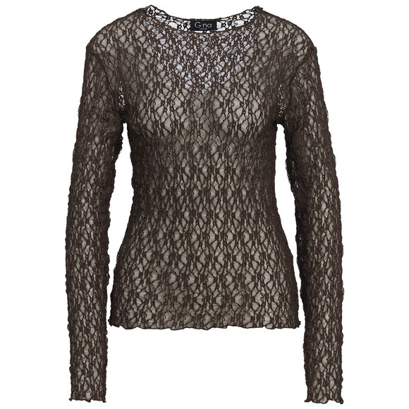 Damen Spitzenshirt mit Wellensaum