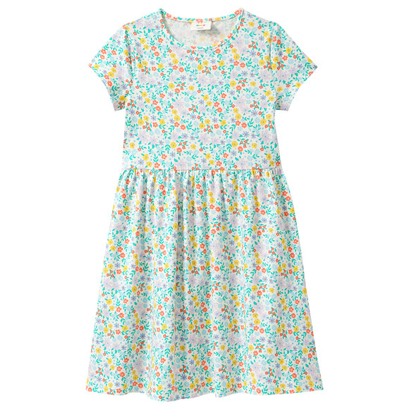 Mädchen Kleid mit Allover-Muster weiss