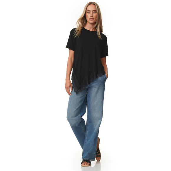 Damen Spitzenshirt mit kurzen Ärmeln