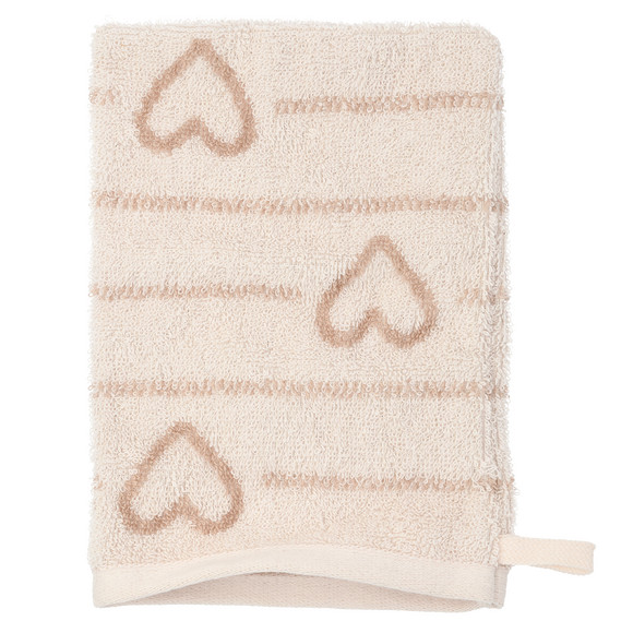 Waschhandschuh mit Herz-Allover