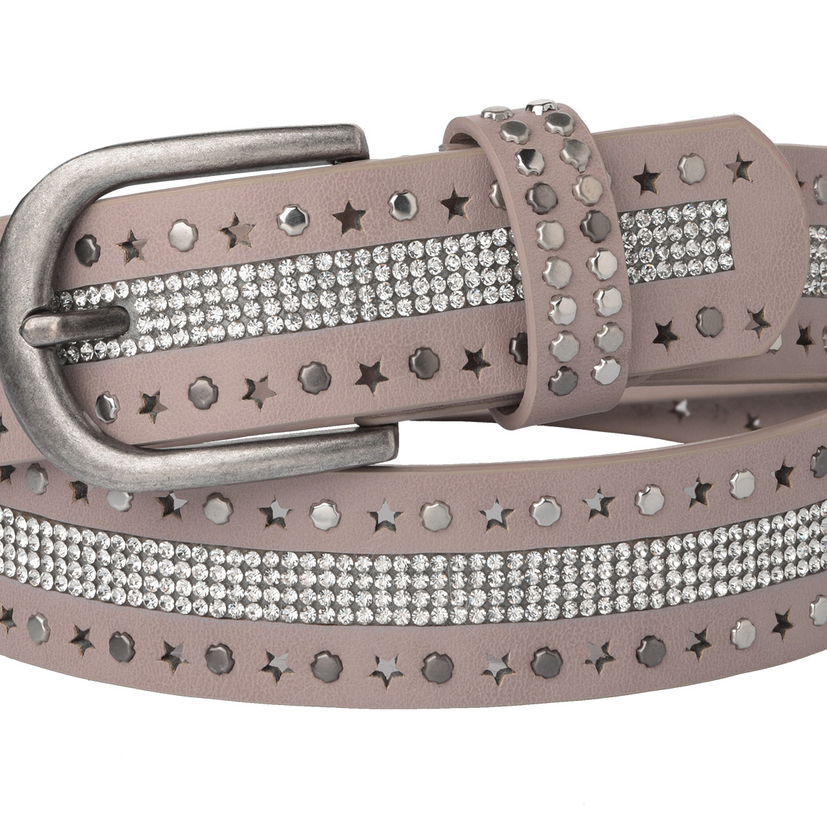 Mädchen Gürtel Mit Nieten & Glitzer - Bb-Klostermann Modell 22013 In Anthrazit