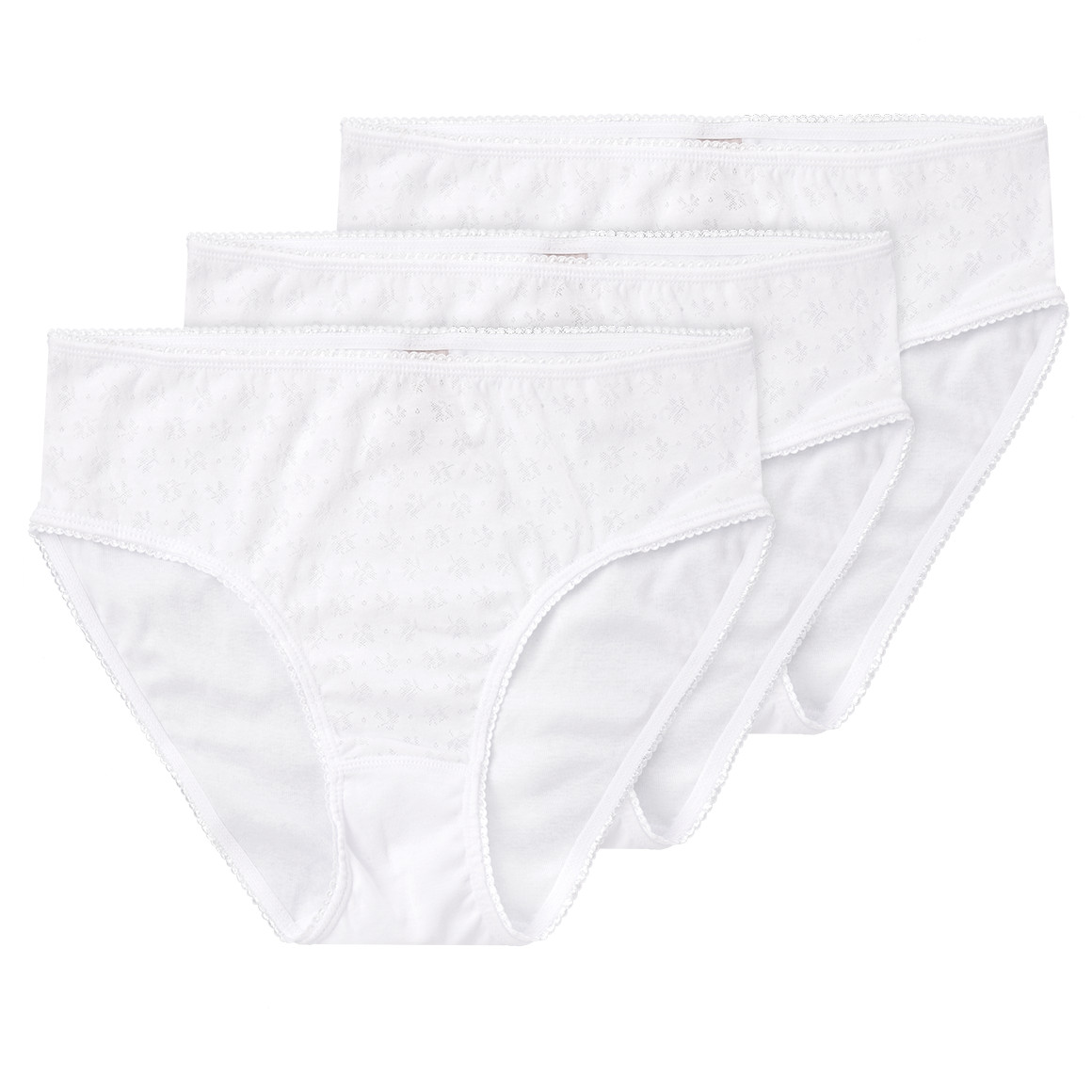 3 Damen Slips mit Mäusezähnchen-Spitze