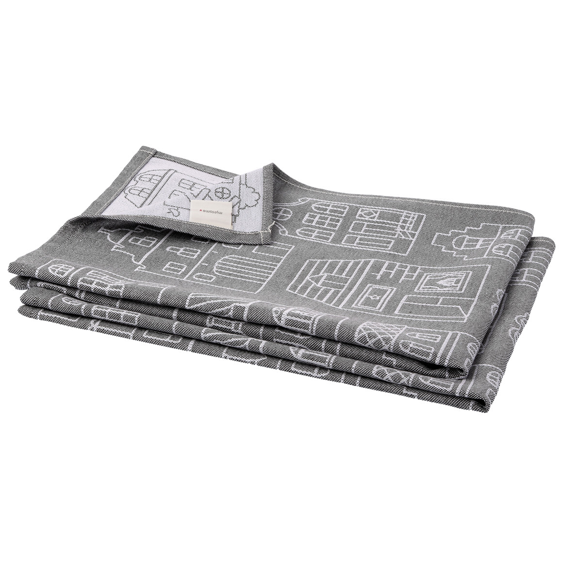 2 theedoeken met huisjes