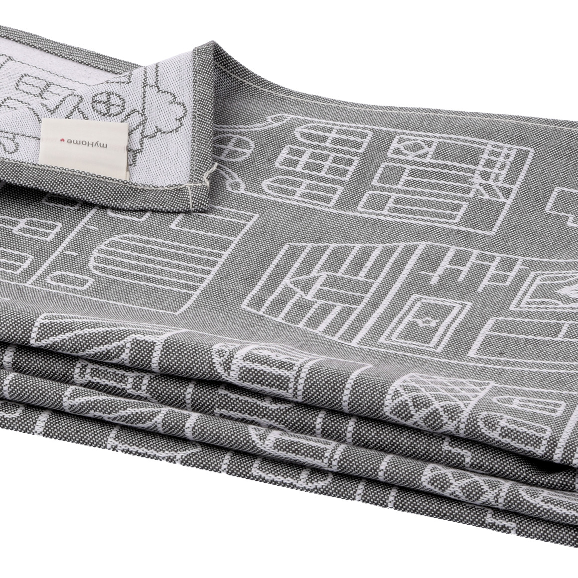 2 theedoeken met huisjes