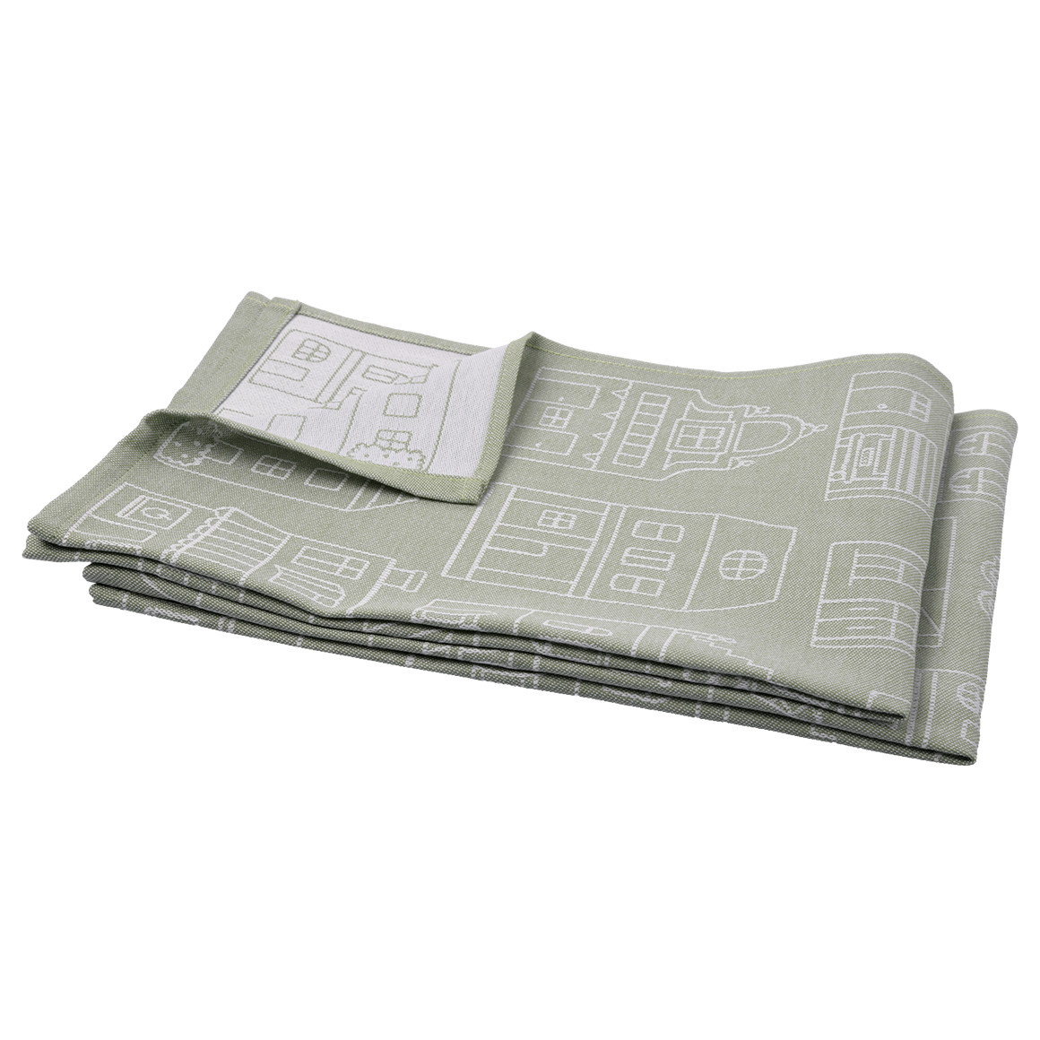 2 theedoeken met huisjes