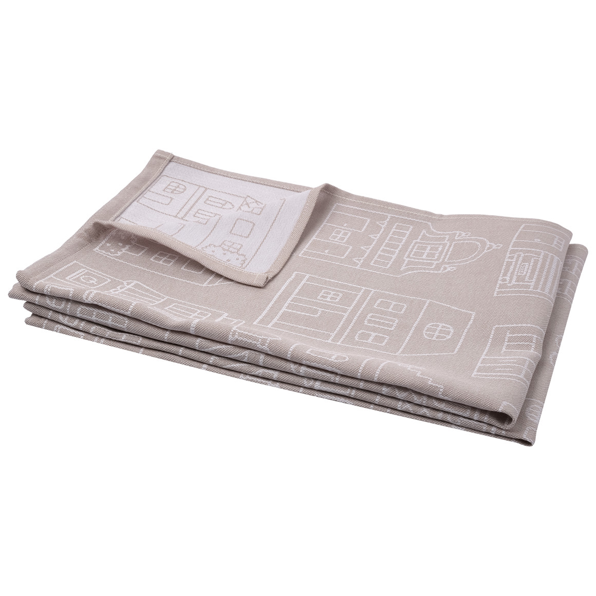 2 theedoeken met huisjes