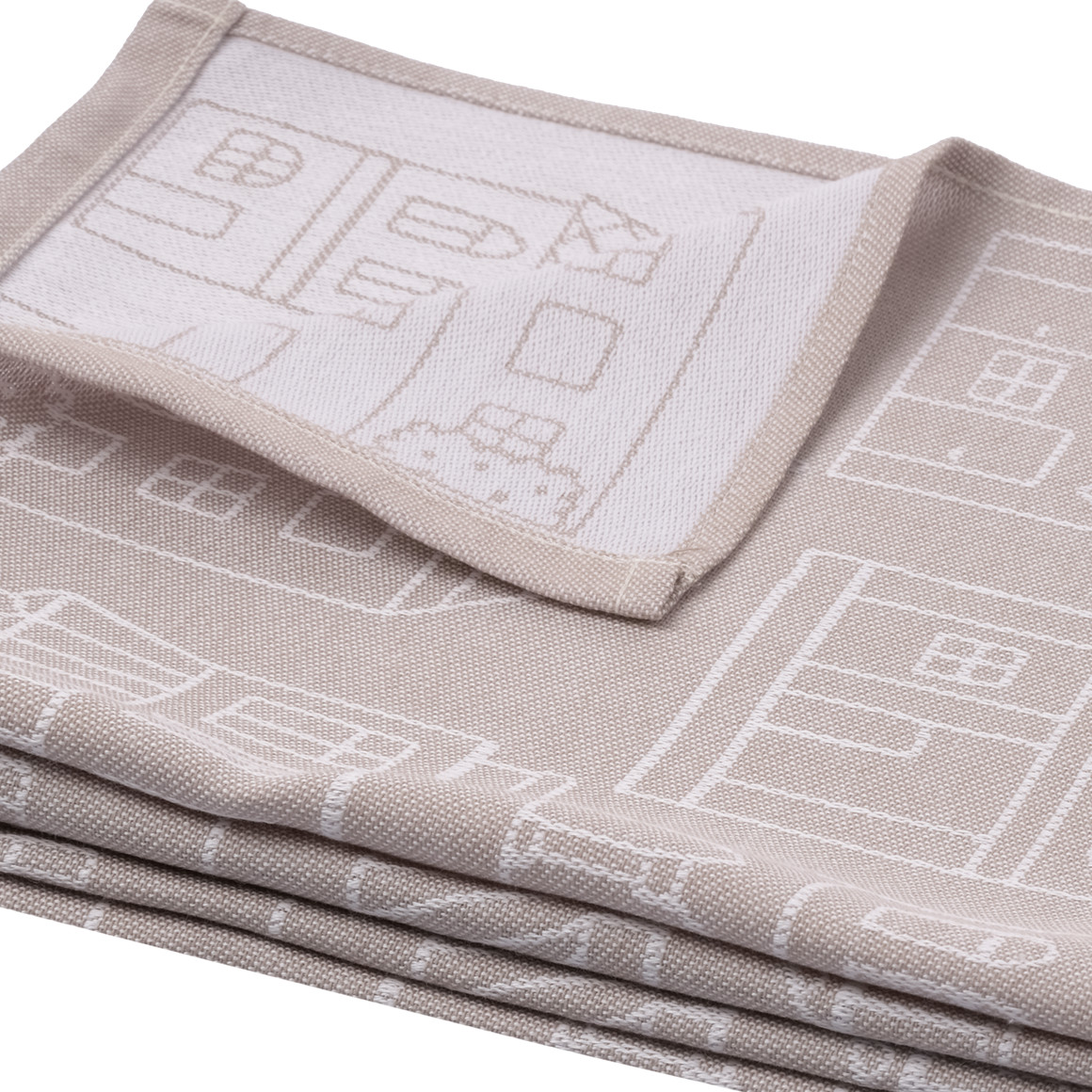 2 theedoeken met huisjes