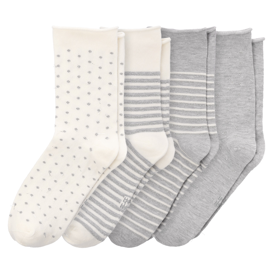 4 paar damessokken met effectgaren