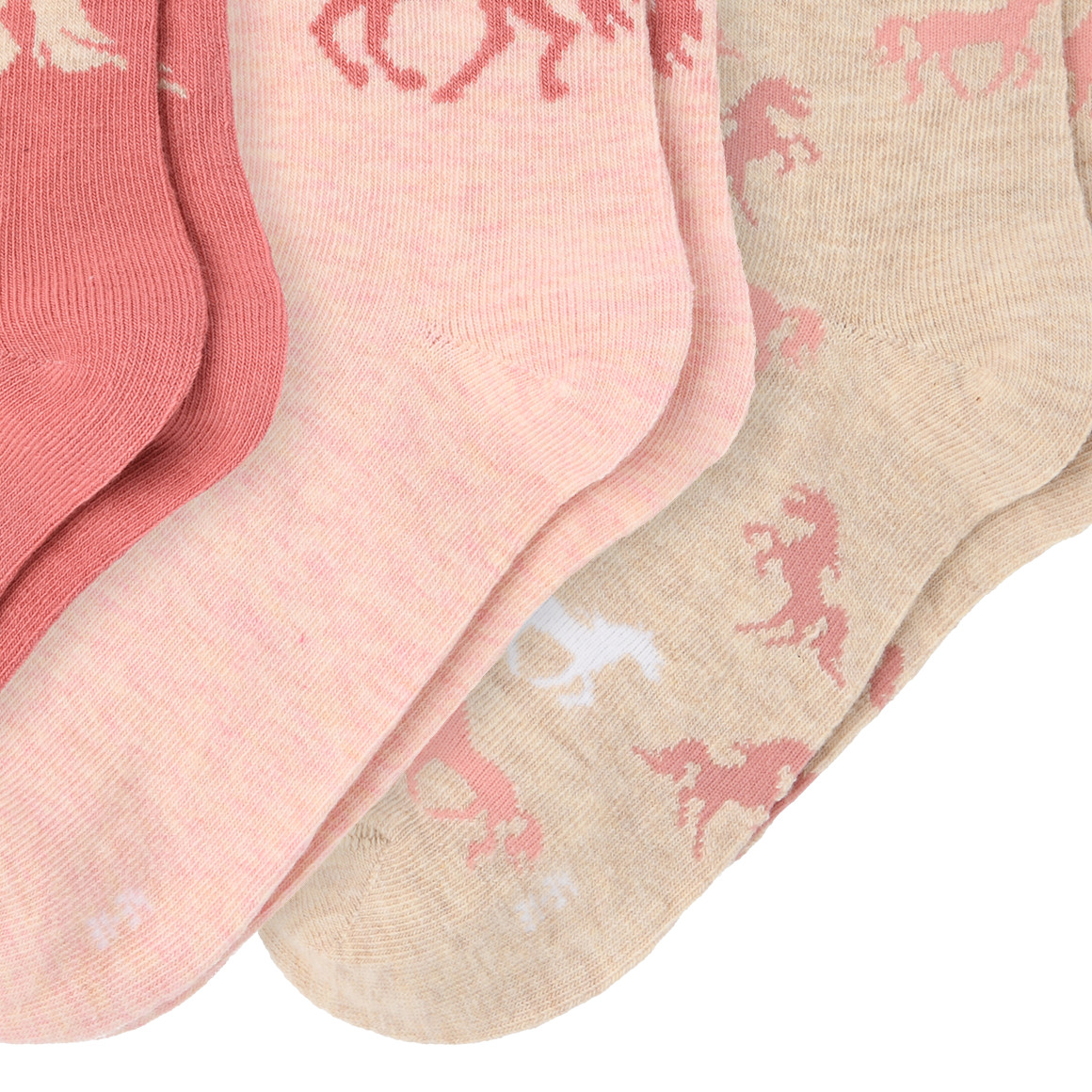 3 Paar Mädchen Socken mit Pferde-Motiven