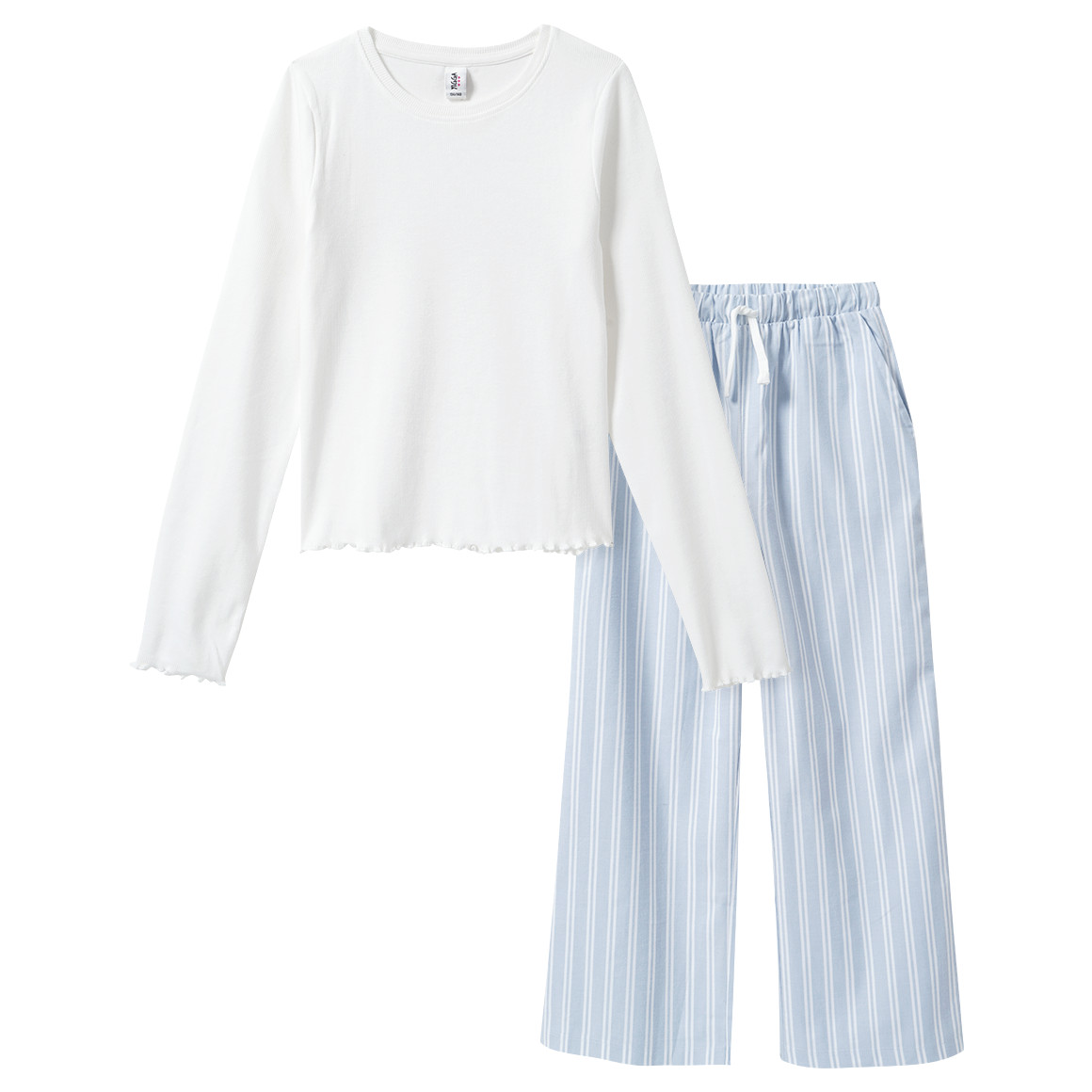 Meisjespyjama met geribbelde structuur