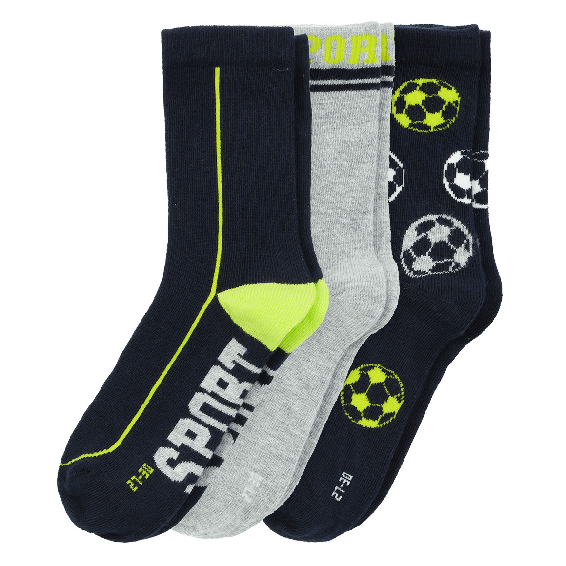 3 Paar Jungen Socken mit Fußball-Motiven