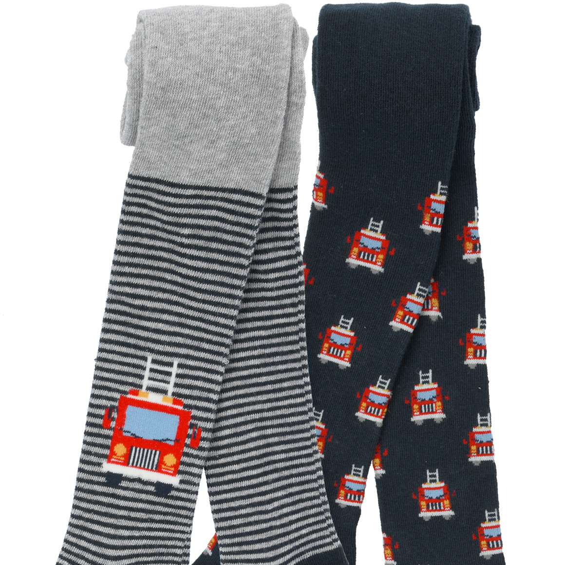2 Jungen Strumpfhosen mit Feuerwehr-Motiven