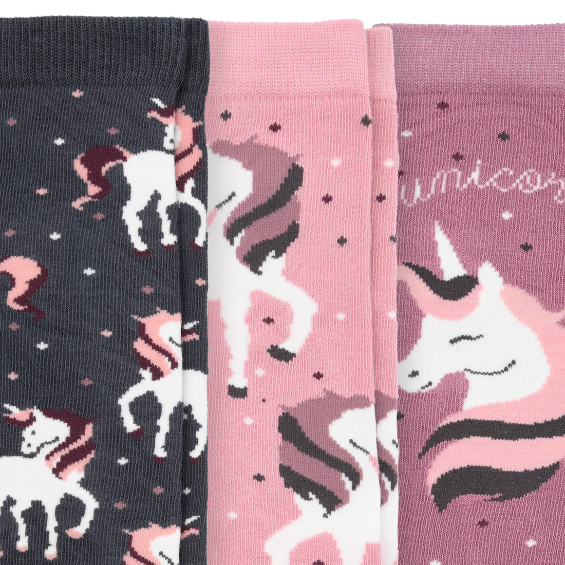 3 paar kniekousen voor meisjes met eenhoorns