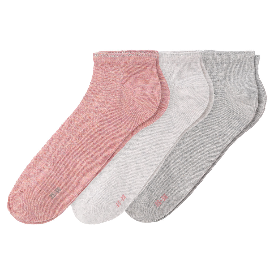 3 Paar Damen Sneaker-Socken mit Struktur