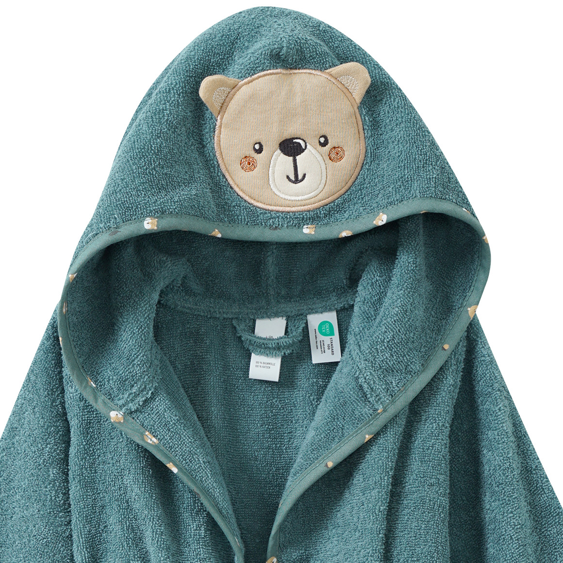 Babybadjas met berenapplicatie