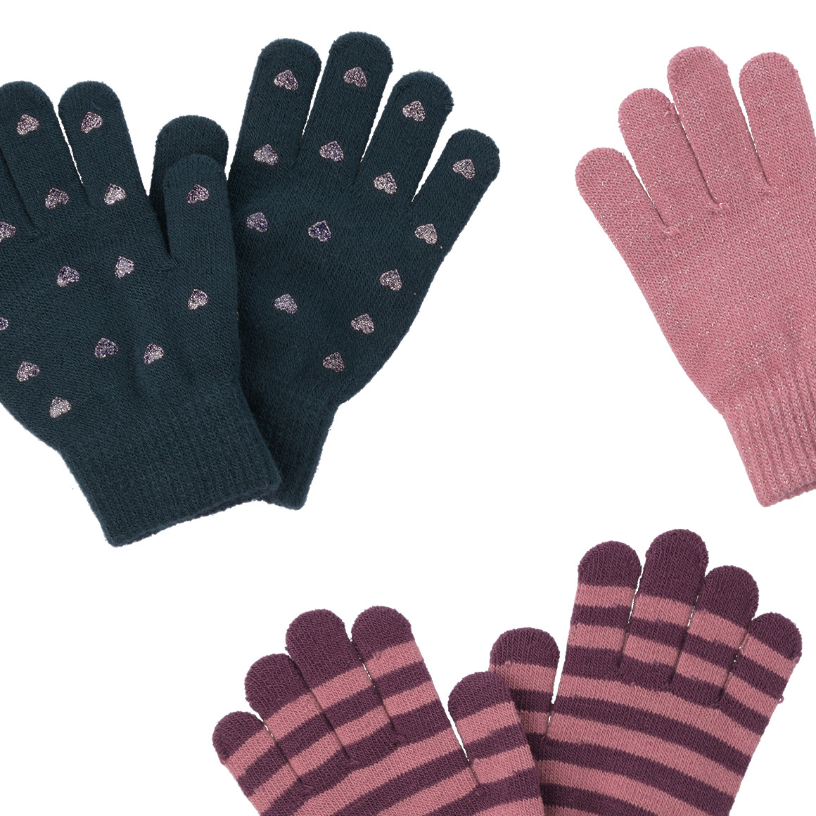 Set van 3 paar meisjeshandschoenen