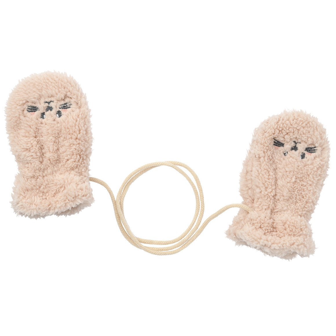 Baby wanten van pluche met fleece voering