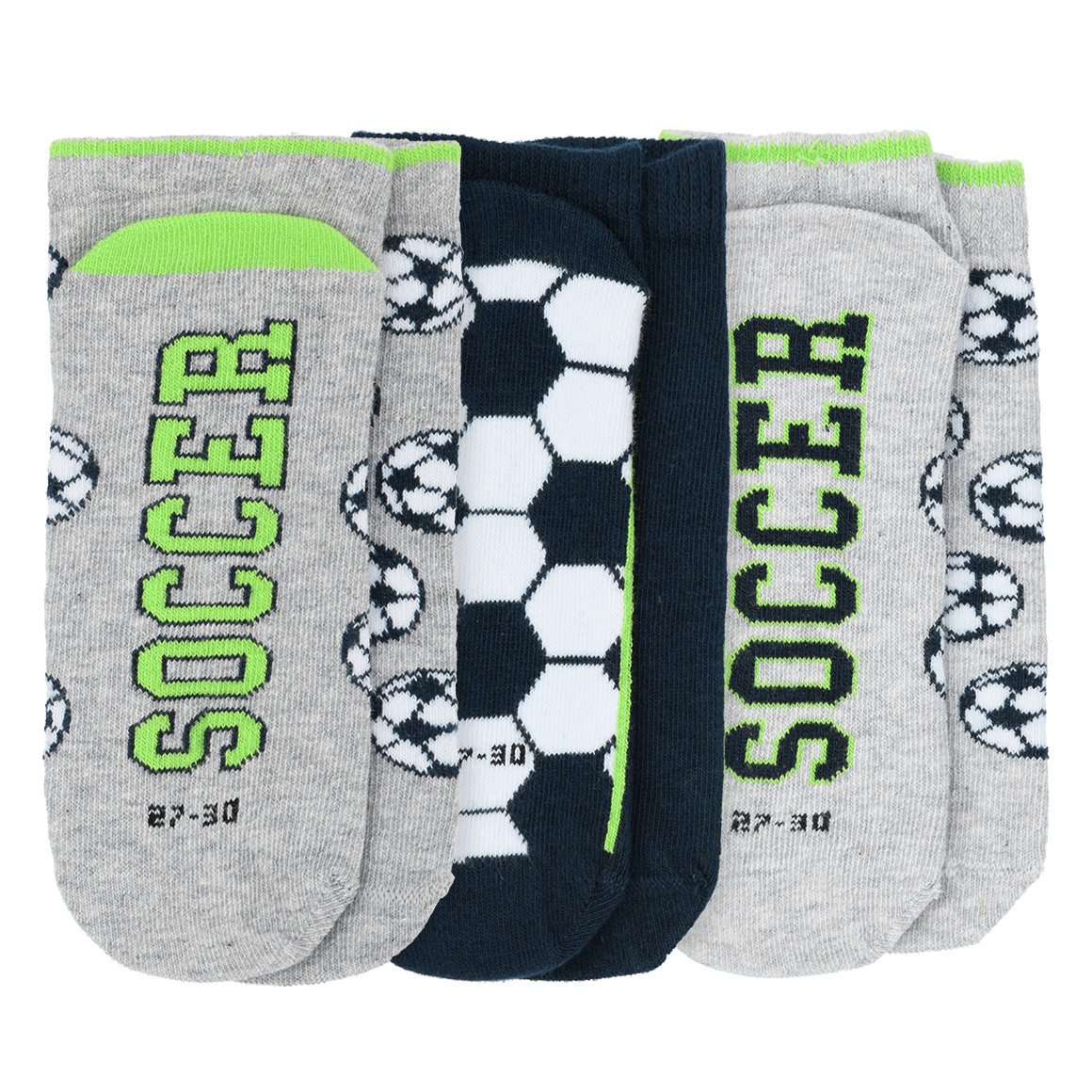 3 Paar Jungen Sneaker-Socken im Fußball-Look