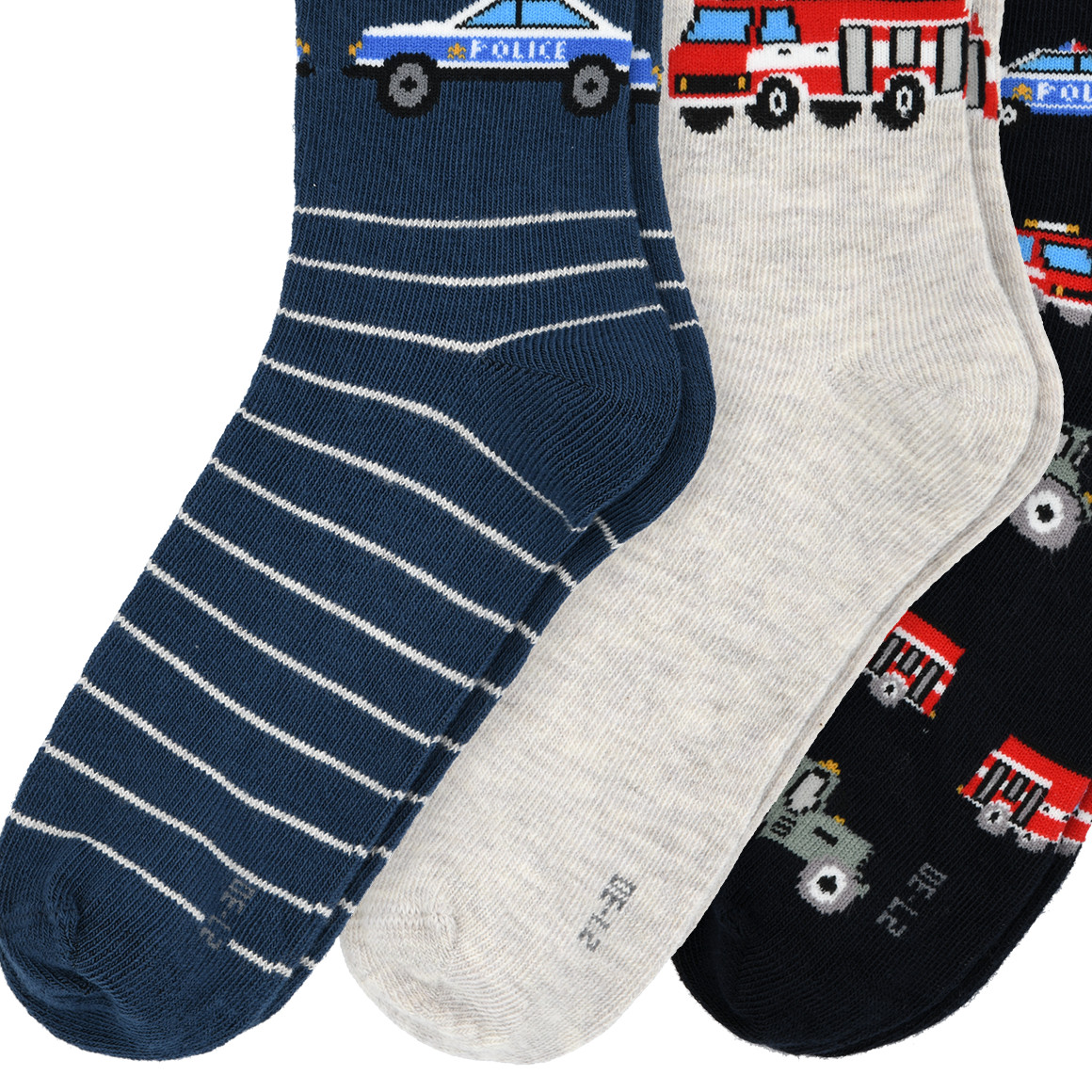 3 Paar Jungen Socken mit Fahrzeug-Motiven