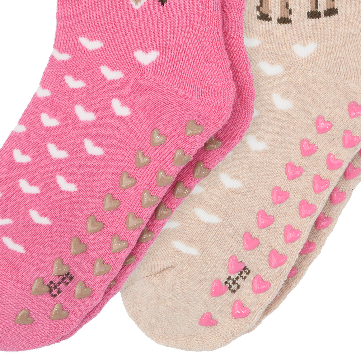 2 Paar Mädchen Stoppersocken mit Pferde-Motiv