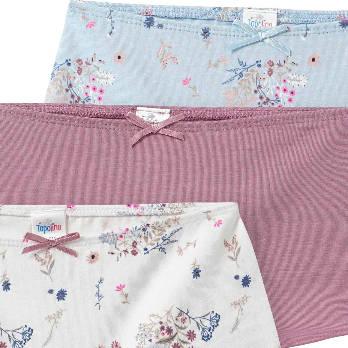 3 Mädchen Pantys mit floralem Dessin