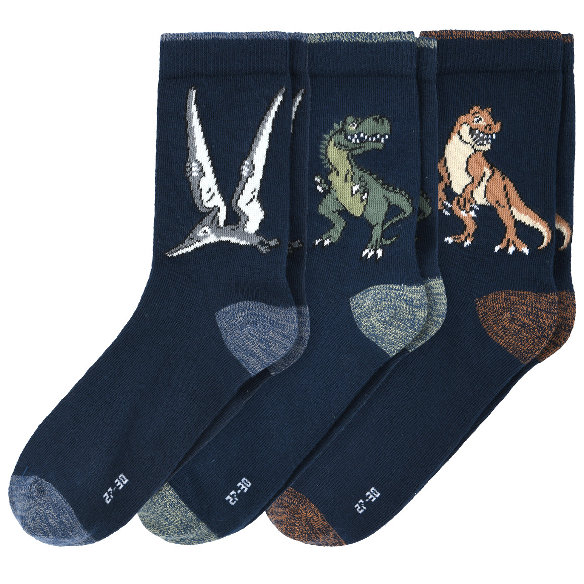 3 Paar Jungen Socken mit Dino-Motiven
