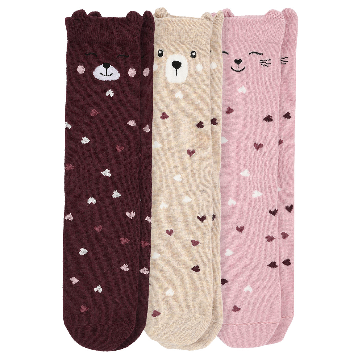 3 Paar Mädchen Socken mit Tier-Motiven