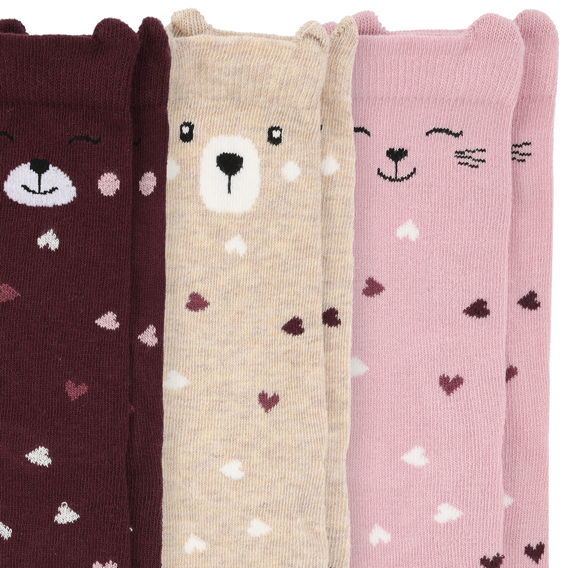 3 Paar Mädchen Socken mit Tier-Motiven