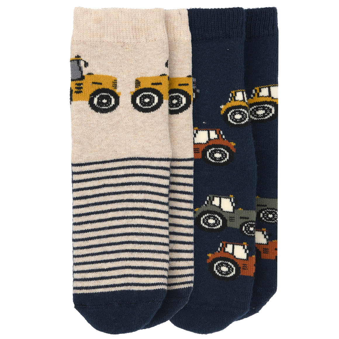2 Paar Jungen Stoppersocken mit Trecker-Motiv