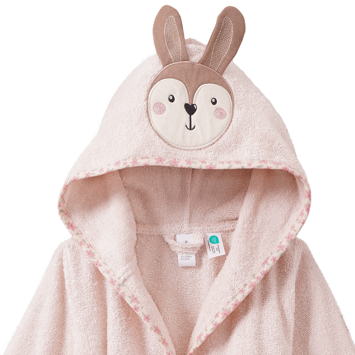 Baby Bademantel mit Hasen-Applikation