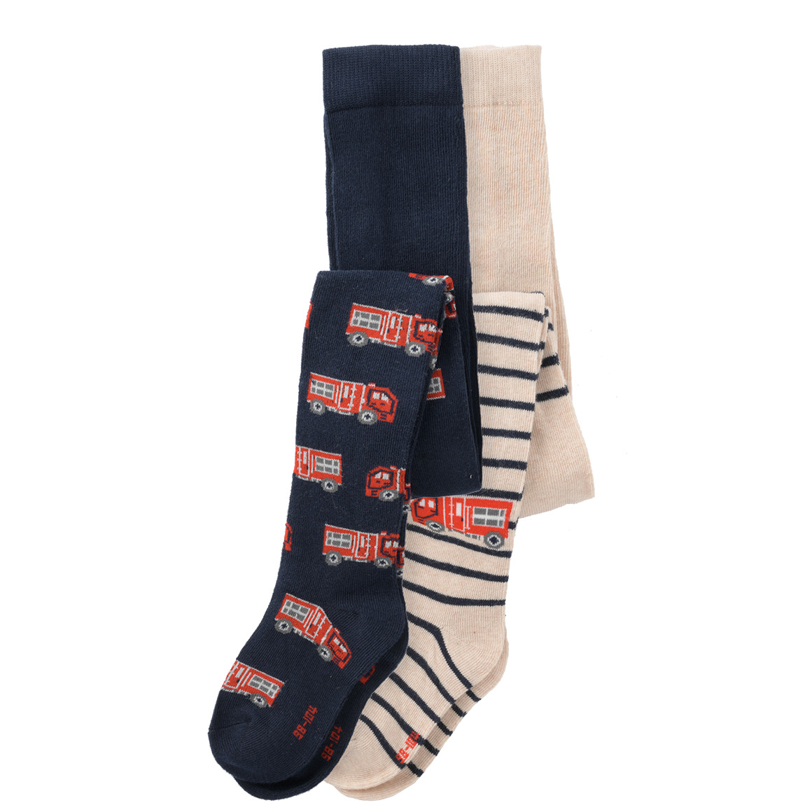 2 Jungen Strumpfhosen mit Feuerwehr-Motiven