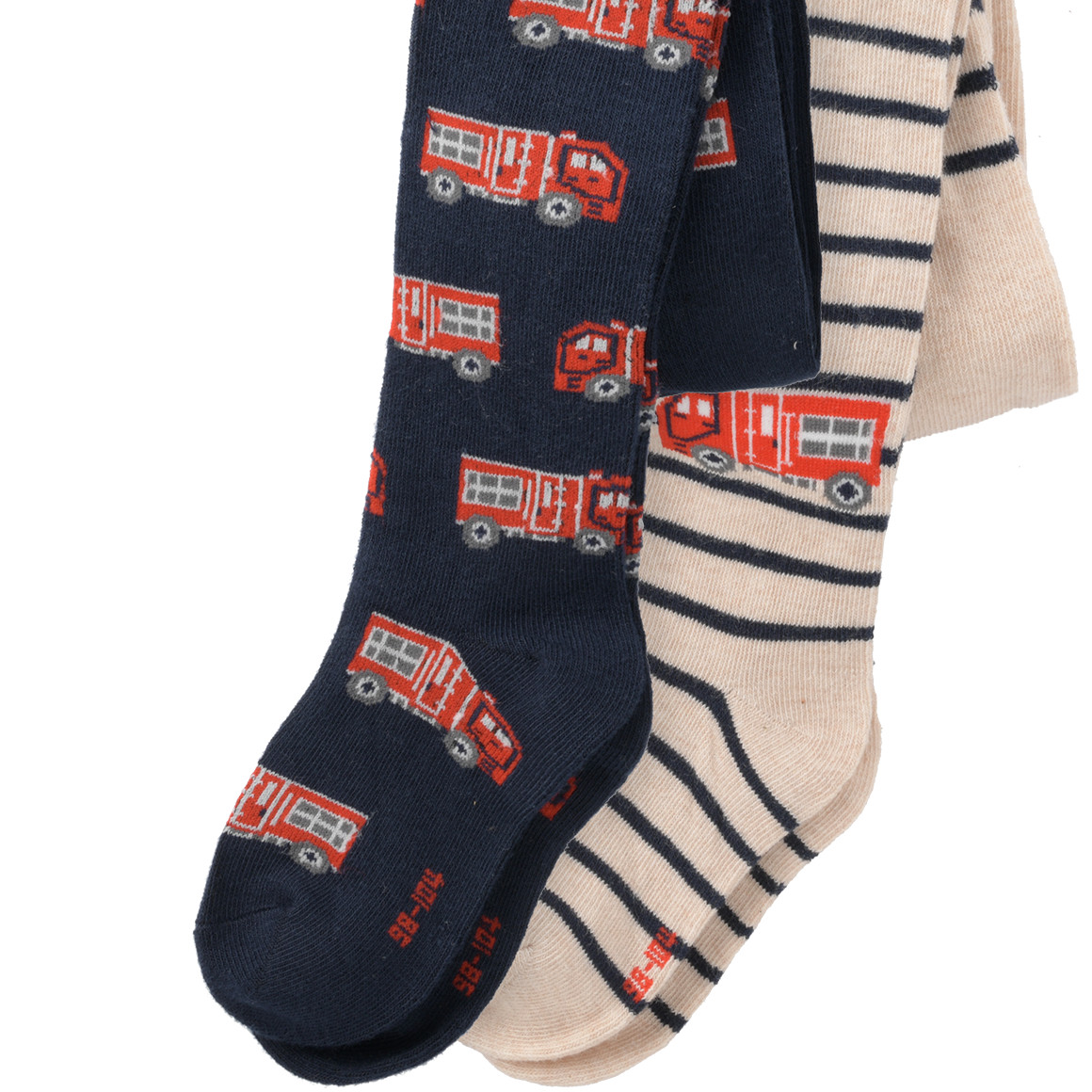 2 Jungen Strumpfhosen mit Feuerwehr-Motiven