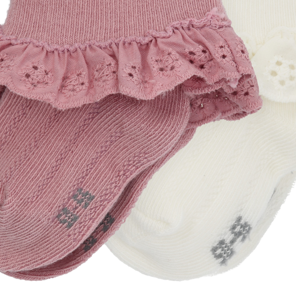 2 paar Newborn sokken met ruches