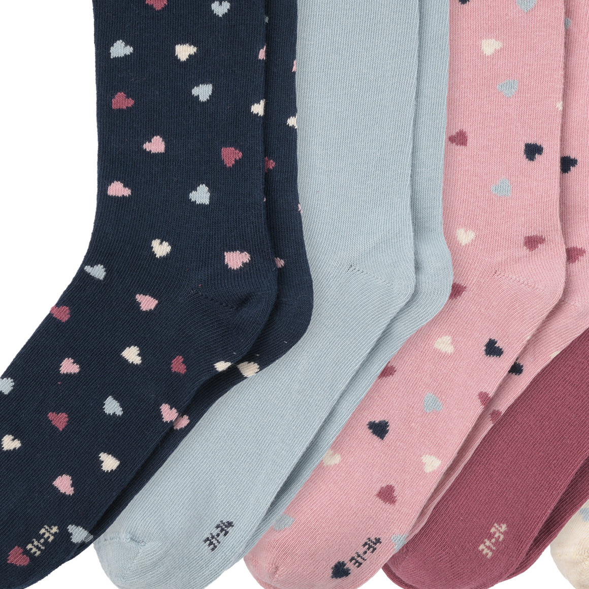 5 Paar Mädchen Socken mit Herzen
