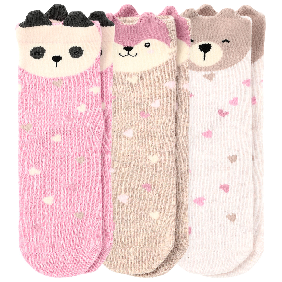3 Paar Mädchen Socken mit Tier-Motiven