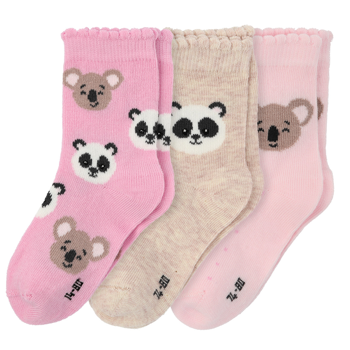 3 Paar Mädchen Socken mit Tier-Motiven