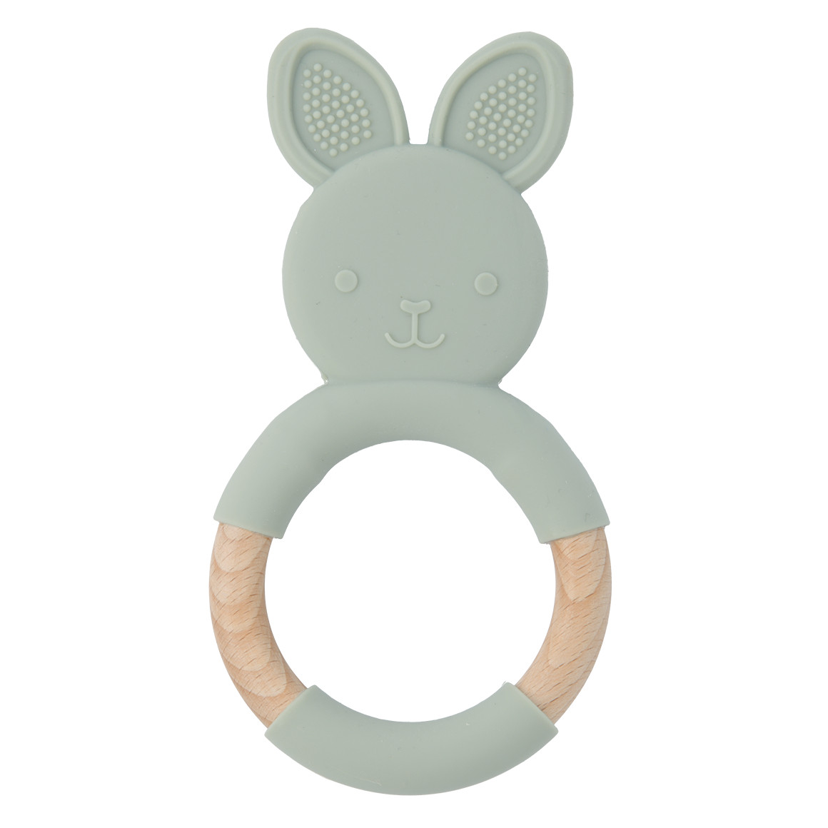 Silikon-Holz Beißring in Hasen-Optik