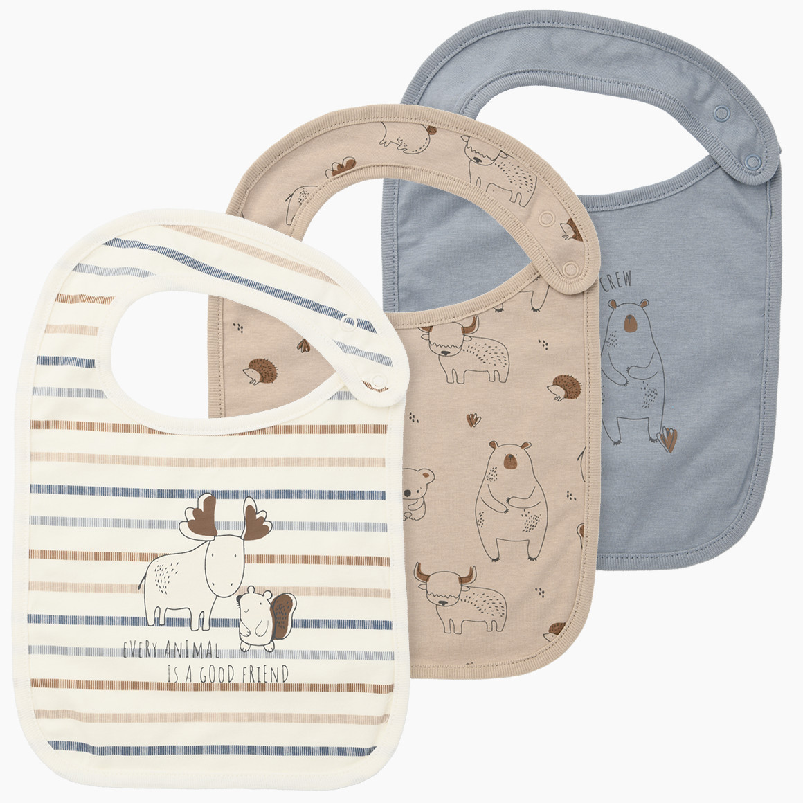3 Baby Lätzchen mit Tier-Motiven