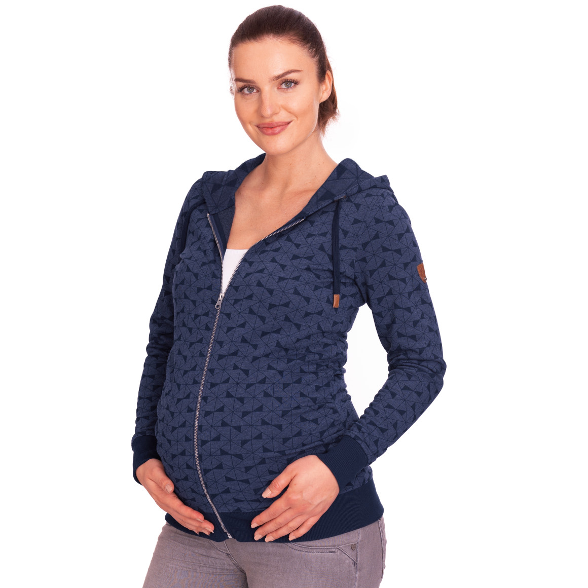 Umstands-Sweatjacke Schwangere Sweatshirtjacke mit Babytasche