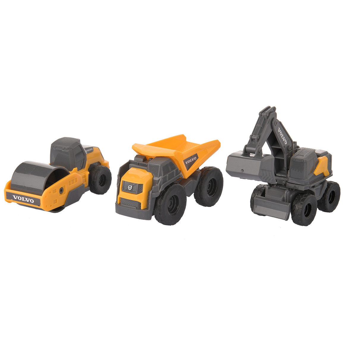 3 Volvo Mini Workers Fahrzeuge im Set | Ernsting's family Spielzeug Bagger und Kipper mit Sound | Ernsting's family
