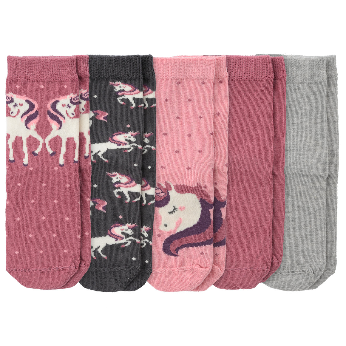 5 Paar Mädchen Socken mit Einhorn-Motiven | Ernsting\'s family