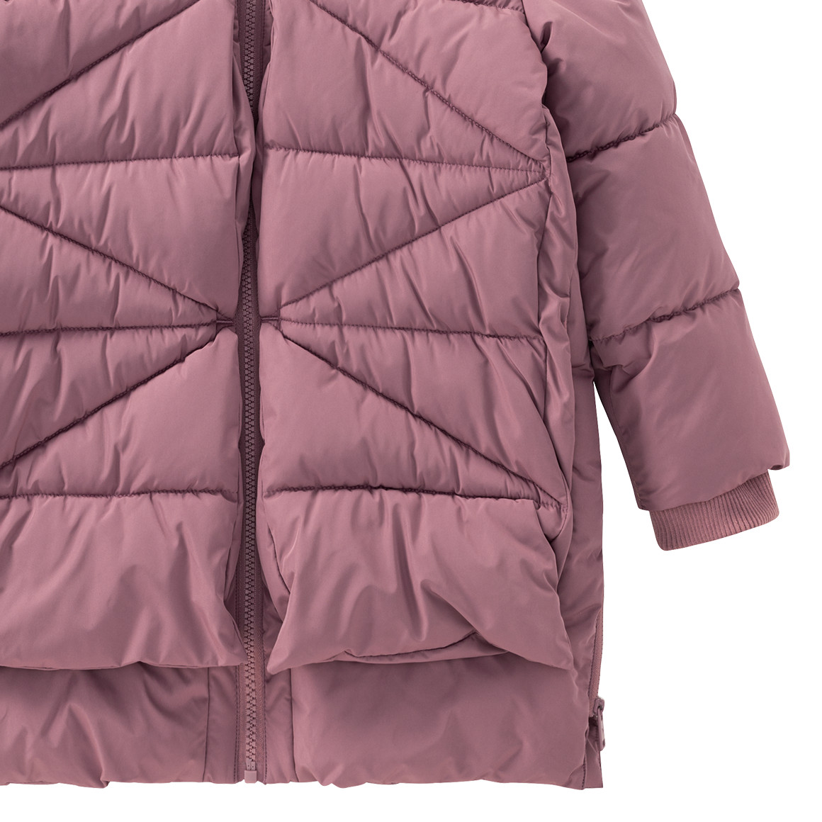 Gewatteerde meisjesjas in effen kleuren