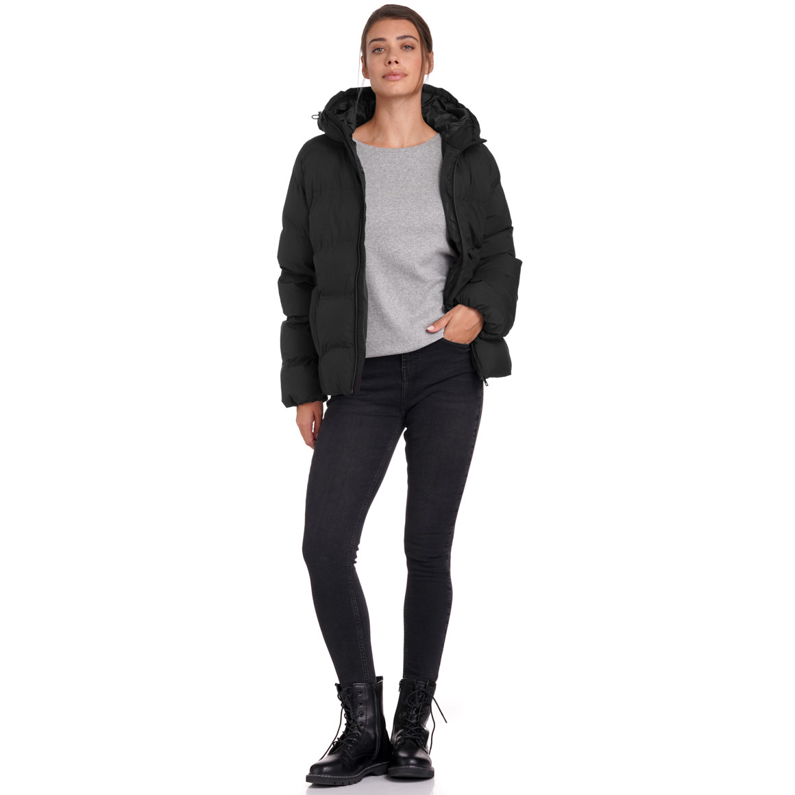 Dames pufferjack in effen kleuren