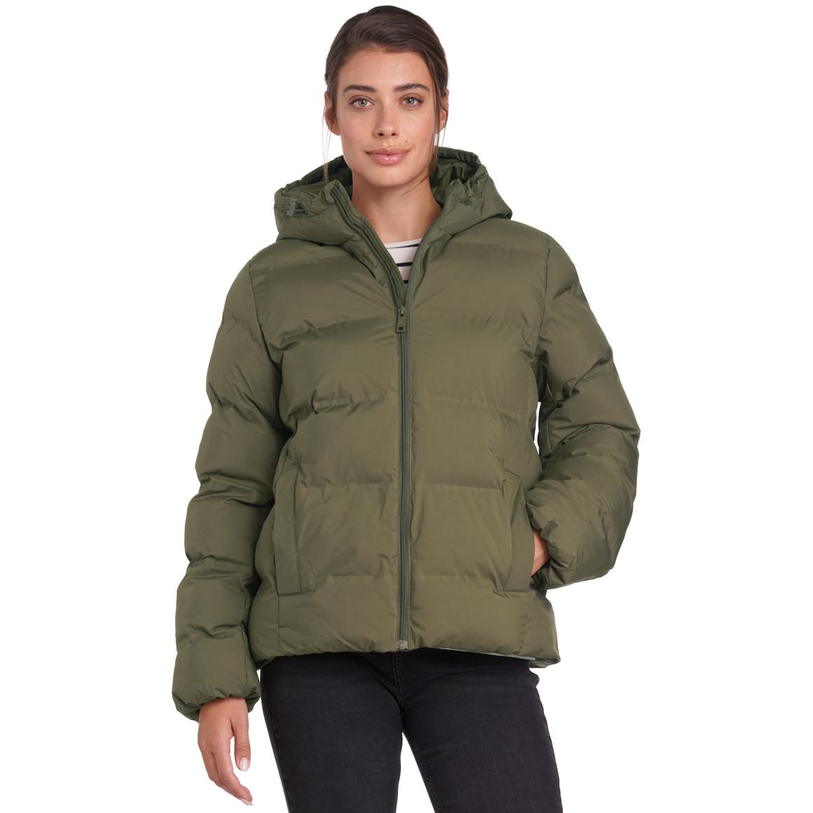 Dames pufferjack in effen kleuren