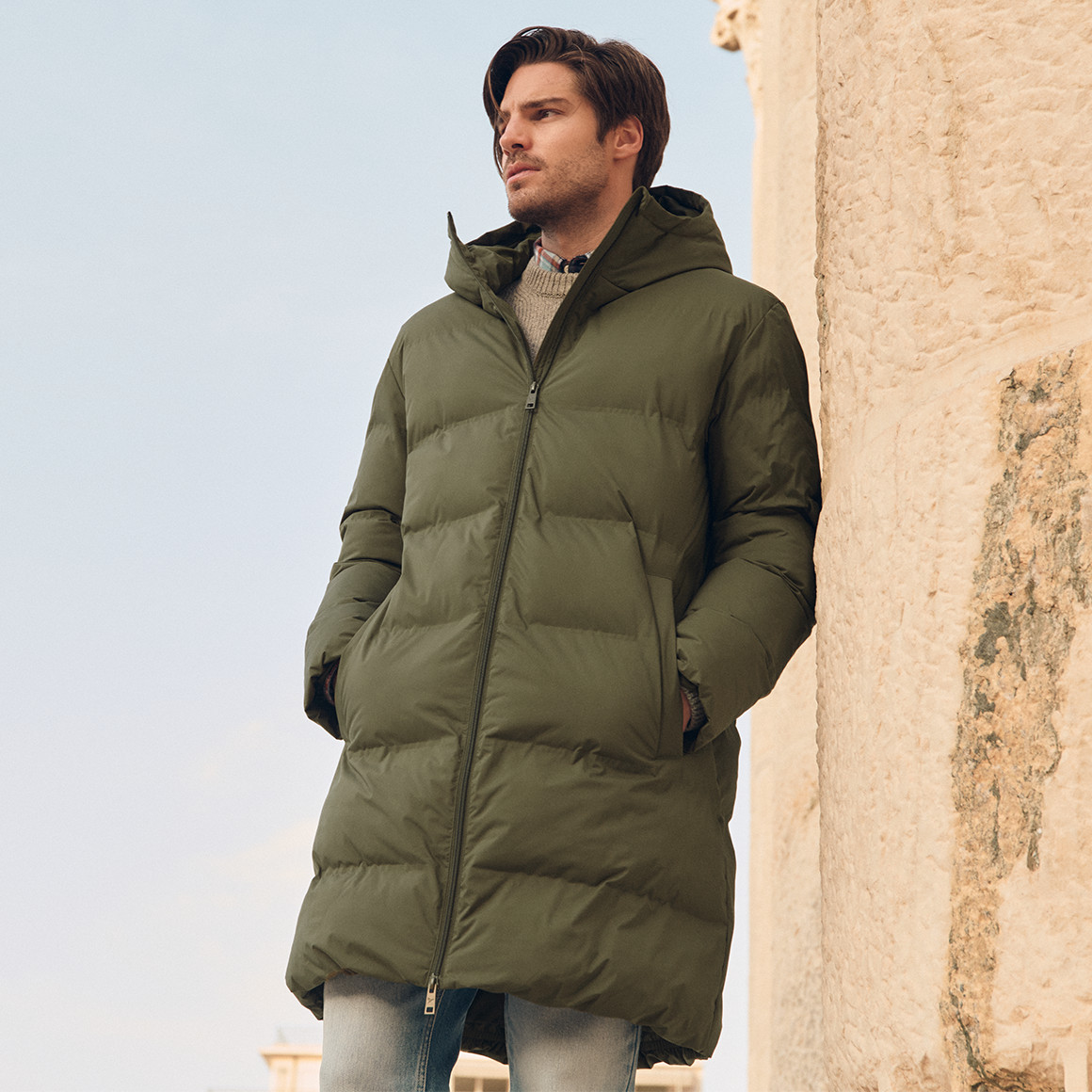 Pufferjas voor heren met capuchon