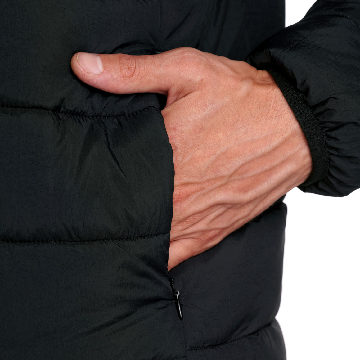 Heren gewatteerde jas met afneembare capuchon