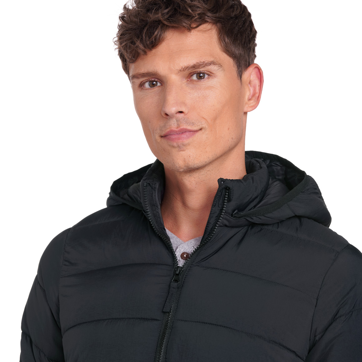 Heren gewatteerde jas met afneembare capuchon